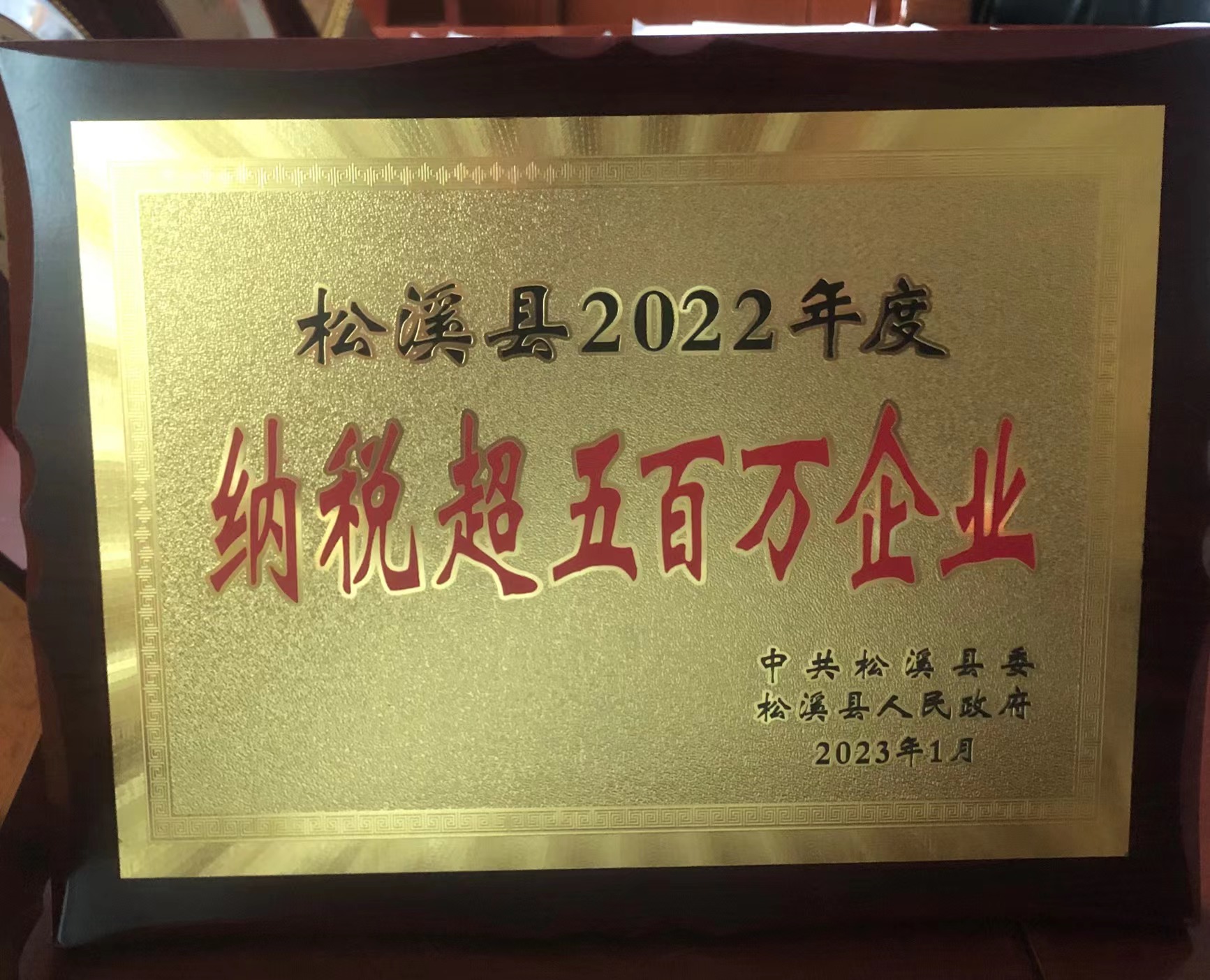 喜報！易順建工集團喜獲“松溪縣2022年度納稅超五百萬(wàn)企業(yè)”榮譽(yù)